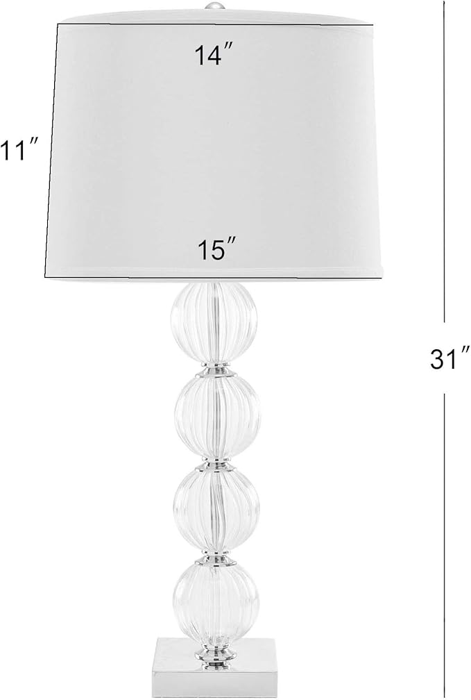 SAFAVIEH Lighting Collection Amanda Modern Crystal Stacked Globe 30-inch Bedroom Living Room Home Office Desk Nightstand Table Lamp (LED Bulbs Included)