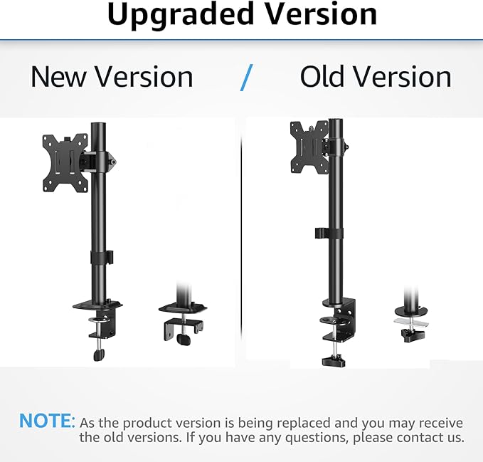 MOUNTUP Single Monitor Mount, Adjustable Monitor Stand for Max 32 Inch Flat Curved Computer Screen, Monitors Arm Desk Mount Fit VESA 75x75& 100x100, up to 17.6lbs, with C-Clamp and Grommet Base, Black