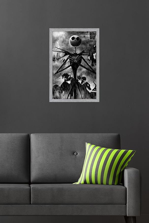 Disney Tim Burton's The Nightmare Before Christmas - Shadows Wall Poster, 22.4L" x 14.7W", Gray Framed Version