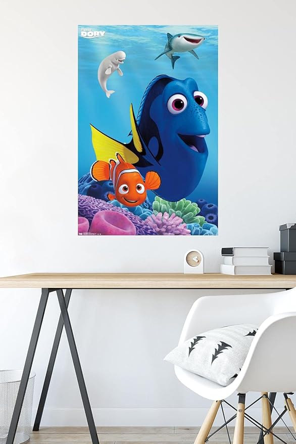 Trends International Disney Pixar Finding Dory - Dory Wall Poster, 22.375" x 34", Premium Poster & Mount Bundle