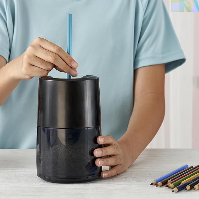 Bostitch Portable Rechargeable Battery Vertical Pencil Sharpener Helical Blade for No.2/Colored Pencils, Black