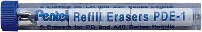 Pentel Refill Eraser for AL, Ax and PD Series Pencils 5 Pcs/Tube, 3-PK