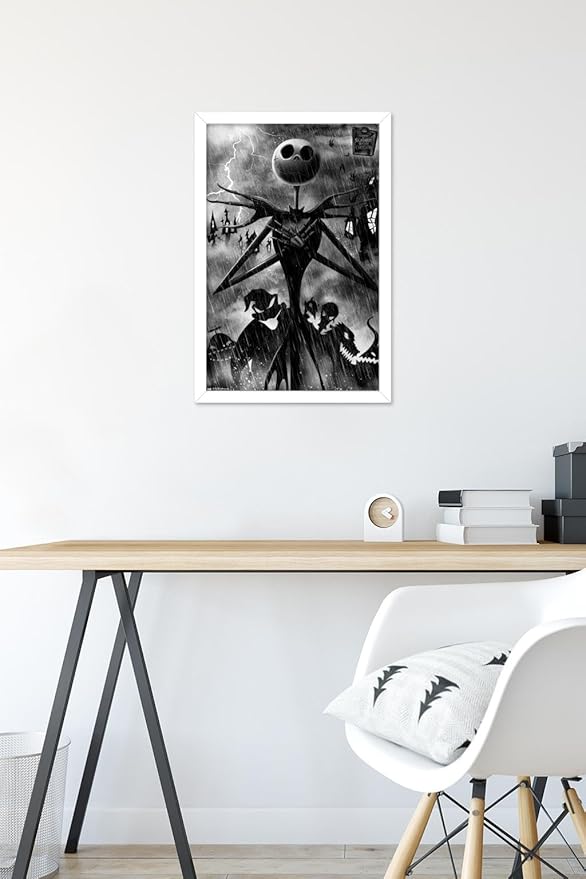 Trends International Disney Tim Burton's The Nightmare Before Christmas - Shadows Wall Poster, 22.4L x 14.7W, White Framed Version