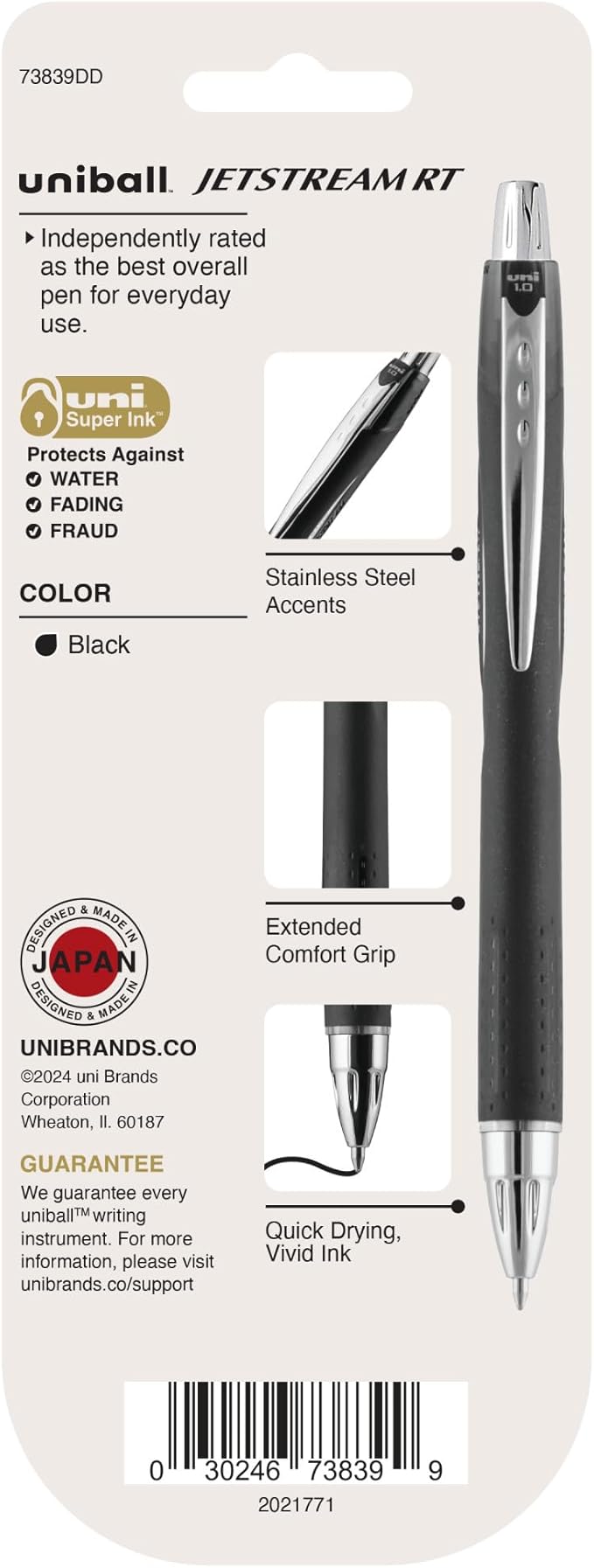 uni-ball Jetstream RT Ballpoint Pens, Bold Point (1.0mm), Black, 3 Count