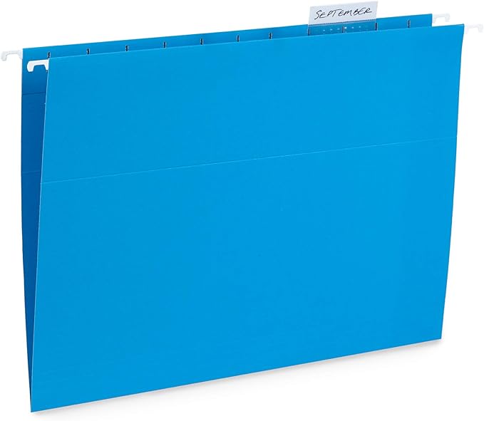 Blue Summit Hanging File Folders, Letter Size, Blue, Great for Organizing and Easy File Storage, 50 Per Box