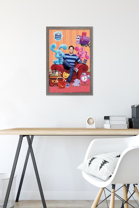 Nickelodeon Blue's Clues - Group Wall Poster, 22.4L" x 14.7W", Barnwood Framed Version