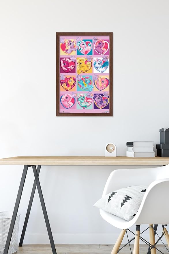 Trends International Hasbro My Little Pony - Chart Wall Poster, 14.725" x 22.375", Mahogany Framed Version
