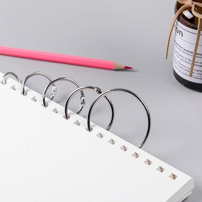 Mr. Pen Loose Leaf Binder Rings - 60 Pack, 4 Sizes, Silver Metal Rings for Index & Flash Cards