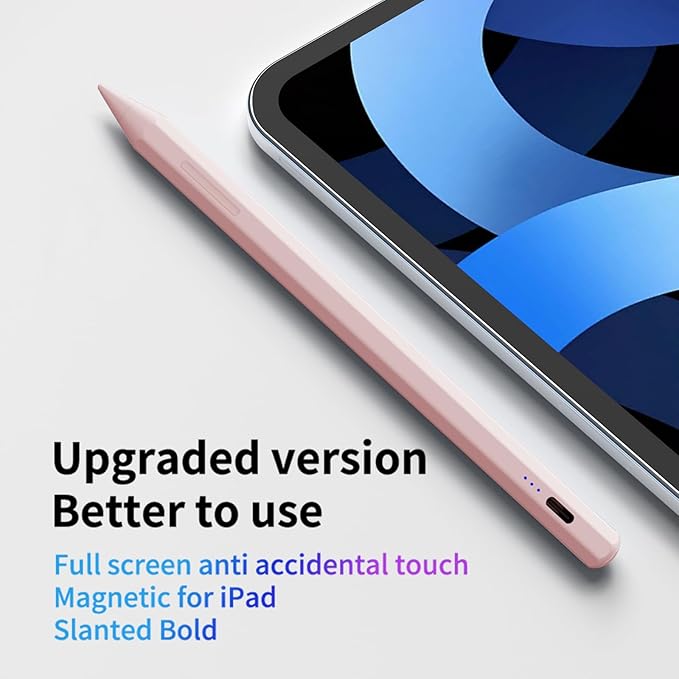 Stylus Pen for iPad 6th-11th Generation,Fast Charge Apple iPad Stylus Pencil with Palm Rejection,Compatible with 2018-2025 i Pad 6/7/8/9/10 Gen, Pro 13"/12.9"/11"/M4, Air 3/4/5/M2, Mini 5/6