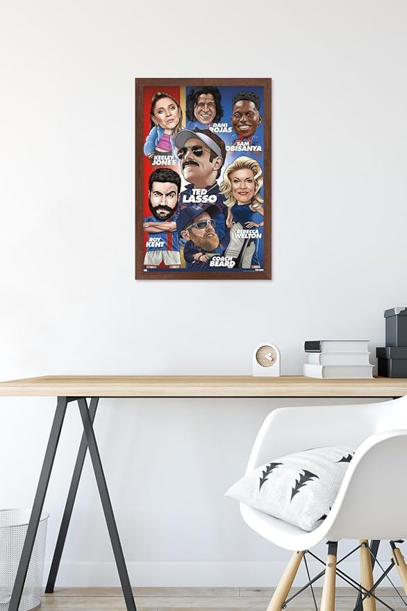 Ted Lasso - Character Grid Wall Poster, 22.4L" x 14.7W", Mahogany Framed Version