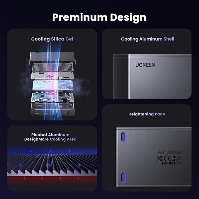 UGREEN Thunderbolt 4 Dock 8-in-1 40Gbps TB4 Hub 3 x TB 4 Dual 4K@60Hz or Single 8K Display, 85W Charging, Gigabit Ethernet, 3 x USB A 3.2. Revodok Max 208 for Mac M1/M2/M3/M4 Pro/Max