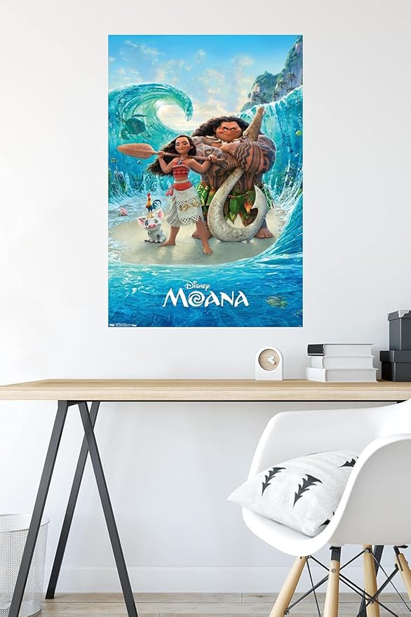 Disney Moana - Ocean Floor Wall Poster, 34L" x 22.4W", Premium Poster & Mount Bundle