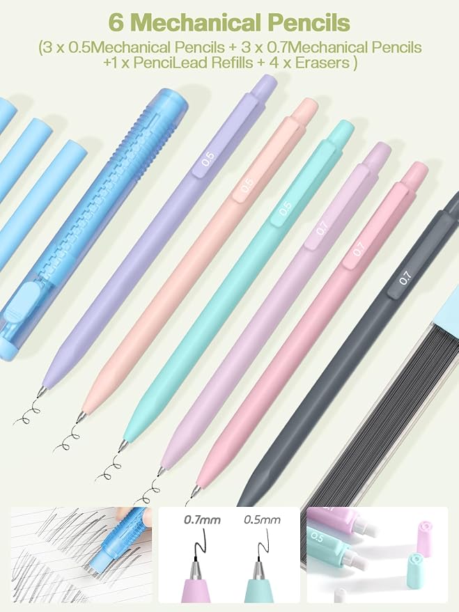 51 PCS Aesthetic School Supplies with Cute Pencil Case, 12 Pastel Highlighters, 8 Quick Dry Retractable Black Ink Pens, 6 Pastel Mechanical Pencil Student Stationary Bible Study Supplies(Beige Green)