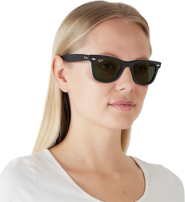 Ray-Ban RB2140 Original Wayfarer Square Sunglasses, Black/Green, 50 mm