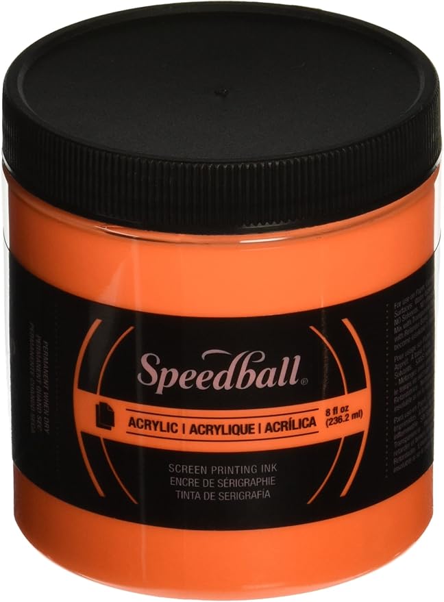 Speedball 46215 Acrylic Screen Printing Ink, Fluorescent Orange, 8 oz.