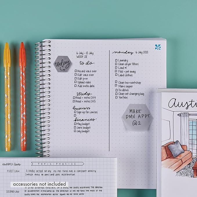 Erin Condren 8.5" X 11" Spiral Bound Dotted Grid Notebook - Groovy Blooms - 5Mm Dot Grid, 160 Pages Writing, Drawing & Art Notebook, 80Lb Thick Paper