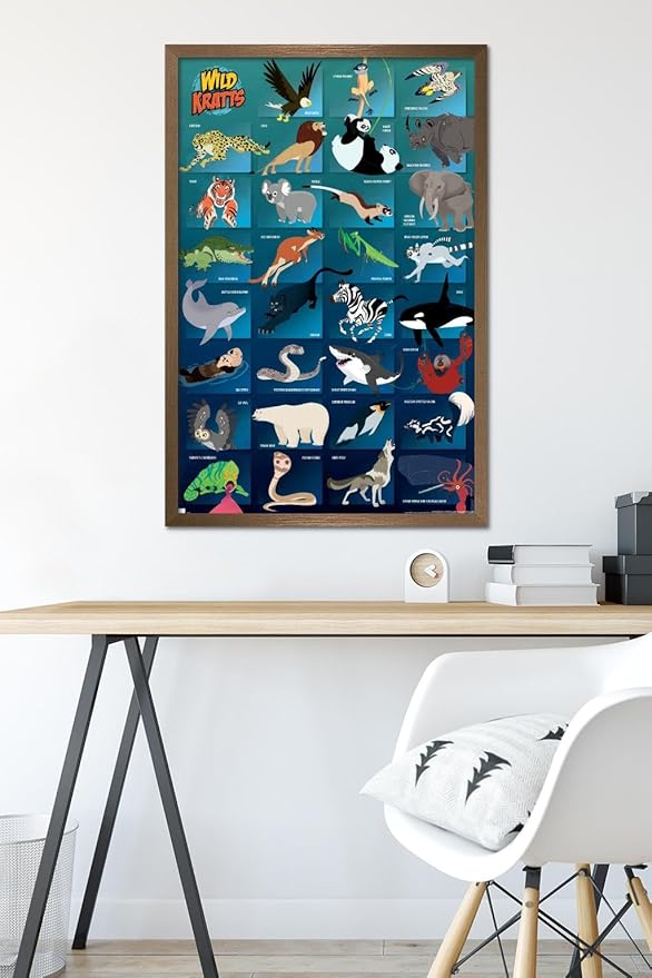 Wild Kratts - Grid Wall Poster, 34L" x 22.4W", Bronze Framed Version