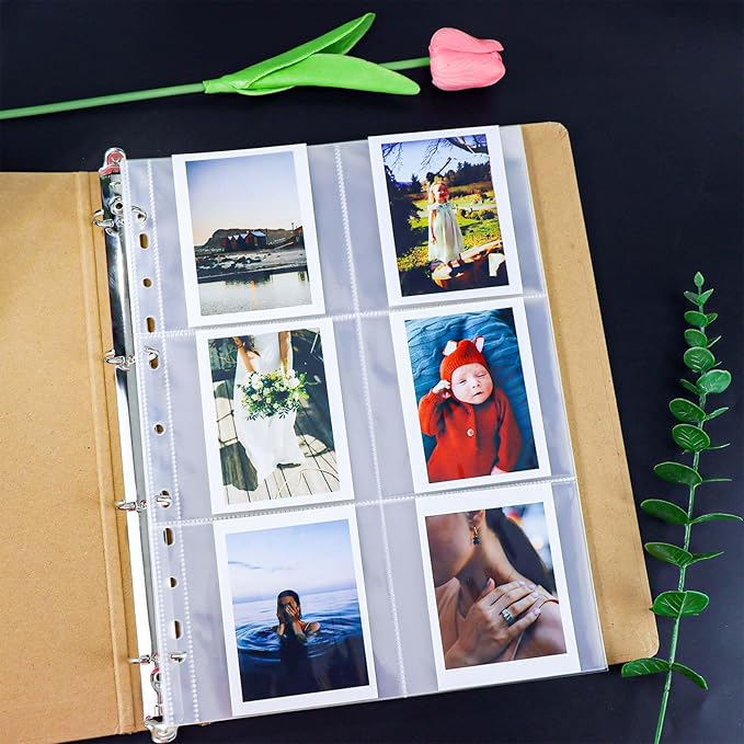 Mogoostry A4 Clear Sheet Protectors 6 Pockets Binder Sleeves 20 Sheets 11 Holes Top Open Photocard Refill Page Protector