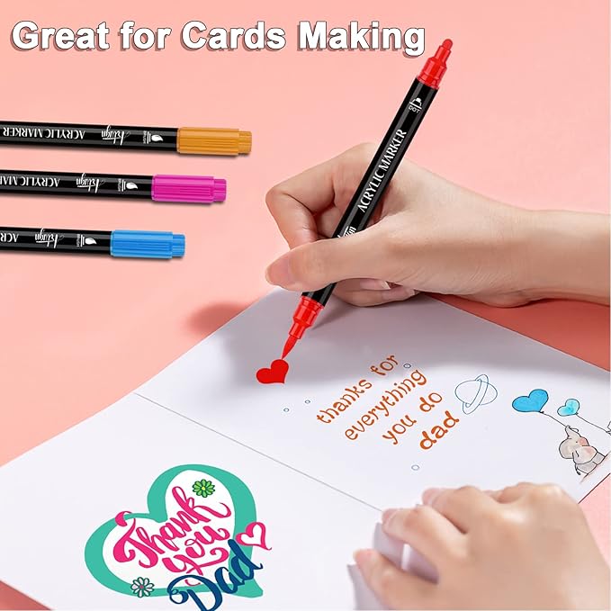 36 Colors Acrylic Paint Pens, Dual Tip Pens With Dot Brush Tip, Paint Markers for Rock Painting, Ceramic, Wood, Plastic, Calligraphy, Scrapbooking, Card Making, DIY Crafts-Valentines Day Gifts