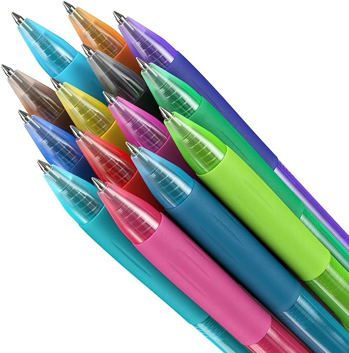 ARTEZA Gel Pens Colored Set of 14, Retractable Pens Assorted Colors for Writing in a Notebook, Journal, Planner