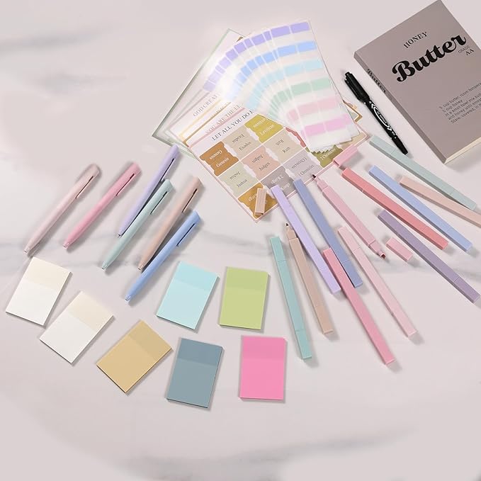 XKDOUS 44 Pcs Bible Study Supplies Journaling Kit for Women, Bible Study Kit Includes Highlighters, Pens, Tabs, Sticky Notes & More for Journaling. Great for Note-Taking, Enhancing Scripture Study