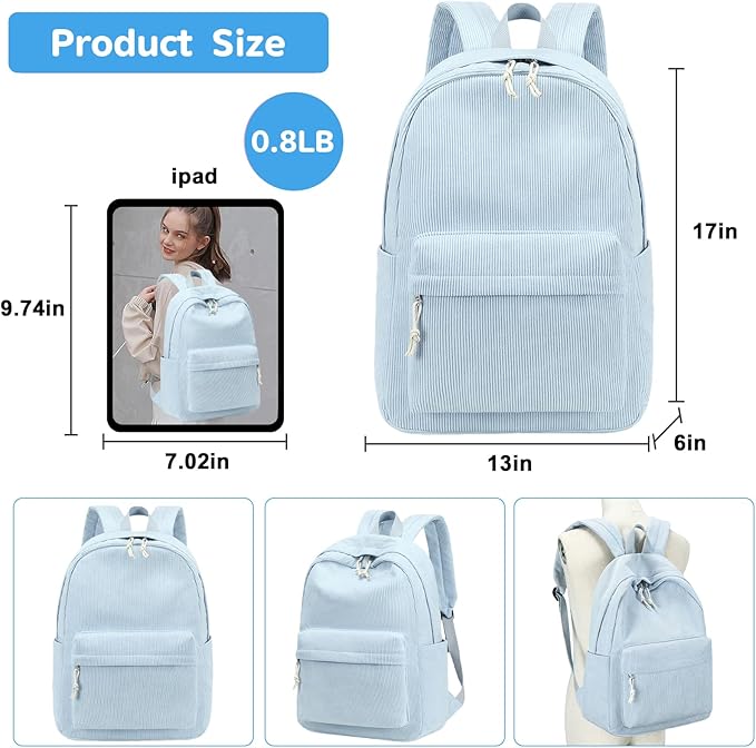 Bluboon School Backpack Set Girls Womens Laptop Bookbag Casual Daypack Fits 15 inch Laptop with Lunch Tote Bag and Pencil Bag