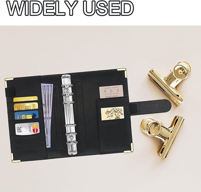 A6 Refillable 6 Ring Faux Leather Budget Binder,Mini Notebook Binder Cover for A6 Filler Paper,Loose Leaf Personal Planner Cover with Magnetic Buckle Closure (Marble White)