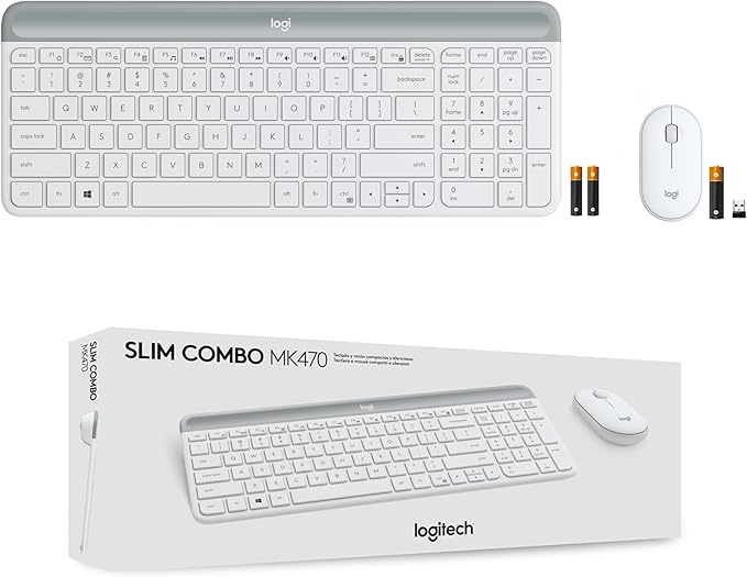 Logitech MK470 Ultra Slim Minimalist Wireless Keyboard Mouse Combo Off White