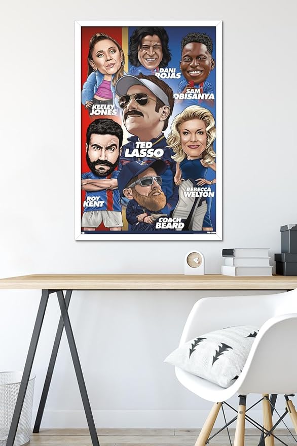 Ted Lasso - Character Grid Wall Poster, 34L" x 22.4W", White Framed Version
