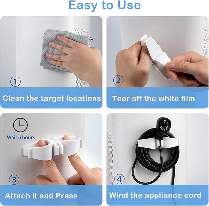Cord Organizer for Appliances, Small 8 Pack Upgraded Kitchen Appliance Cord Organizer Stick On Appliance Wire Organizer Wrapper for Kitchen Appliances Mixers, Coffee Maker, Pressure Cooker