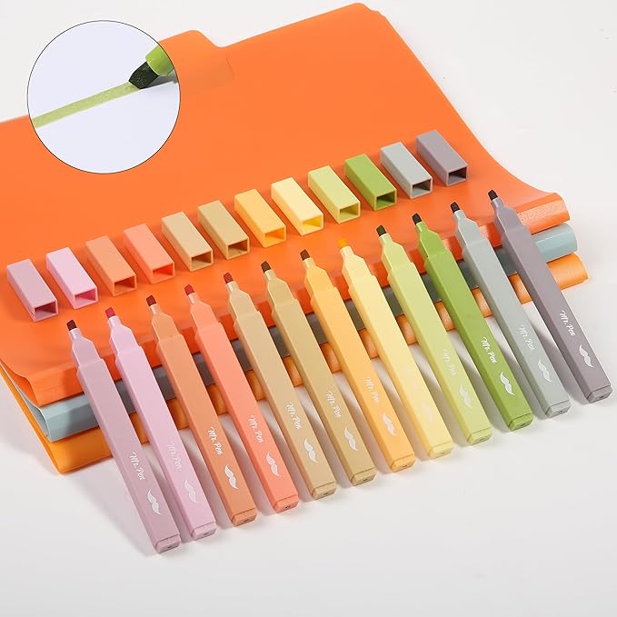 Mr. Pen- Aesthetic Highlighters, 12 pcs, Chisel Tip, Earthy Colors, Cute Highlighters Assorted Colors
