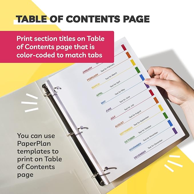 Monthly Dividers for 3 Ring Binder - (Set of 3), 8.5 x 11" Letter Size, Writable A-Z Tabs - Ideal for Organizing Paper at Work, School, or Home