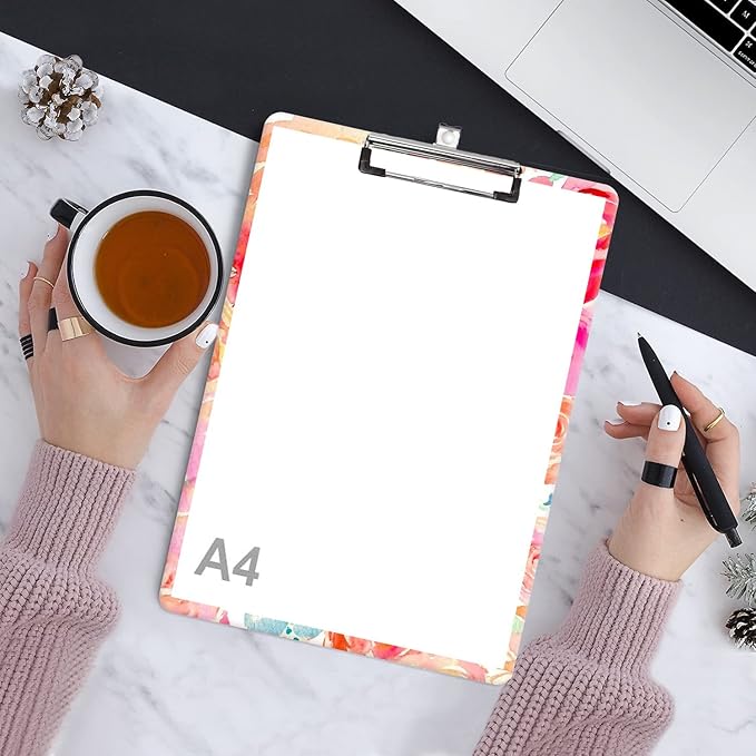 Fashion Clipboard, A4 Letter Size Wooden Decorative Clipboards for Teacher, Nurse, Doctor,Student and Kids, Cute Design for Standard Size 12.2" x 8.9" (C-Pretty Floral)