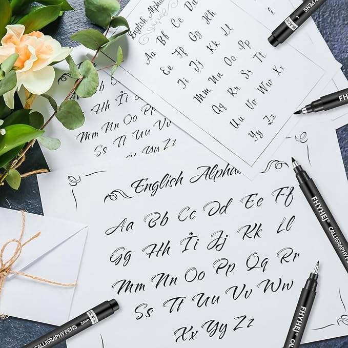 Calligraphy Pen,6 Size Calligraphy Pens for Writing,Brush Pens Calligraphy Set for Beginners,Black Archival Ink Pens,Calligraphy markers,Hand Lettering Pen for Art Drawing,Sketching,Scrapbooking