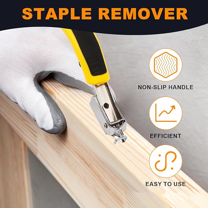 2PCS Staple Remover, Staple Puller Tool, Upholstery and Construction Heavy Duty Staple Remover, Strength Staple Puller Removing All Kinds of Staples(Yellow)