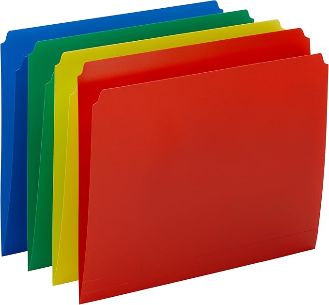Smead Poly File Folder, Straight-Cut Tab, Letter Size, Assorted Primary Colors, 24 Count