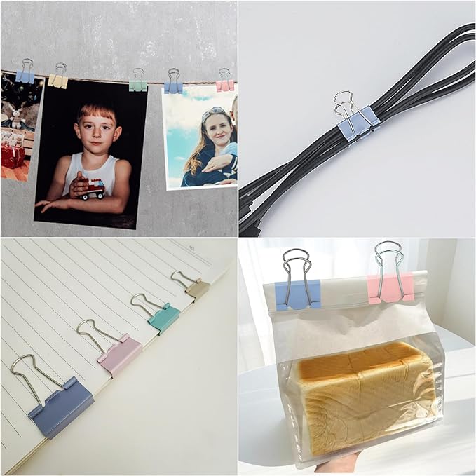 Assorted Sizes Binder Clips Paper Clamps 106 Pcs Large,Medium,Small,X Small,Colored Paper Clips Office Supplies