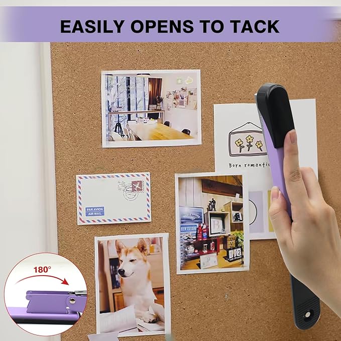 Metal Heavy Duty Stapler, 50 Sheet Capacity Stapler with 2000 Staples and Staple Remover, No Jam, Non-Slip Stapler for Desk, Purple Office Supplies for Teacher, Office Clerks