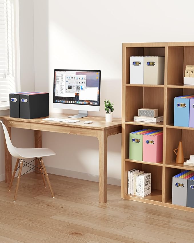 Oterri Cardboard File Organizer Box for Hanging File Folders Letter Size,File Box for Computer Desk,File Cabinet,Working Home,Office,Classroom (Green, Letter Size - 8 Packs)