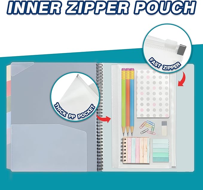 H4D 12 Pocket Morandi Color Spiral Multi Pocket Folder Poly Project Organizer