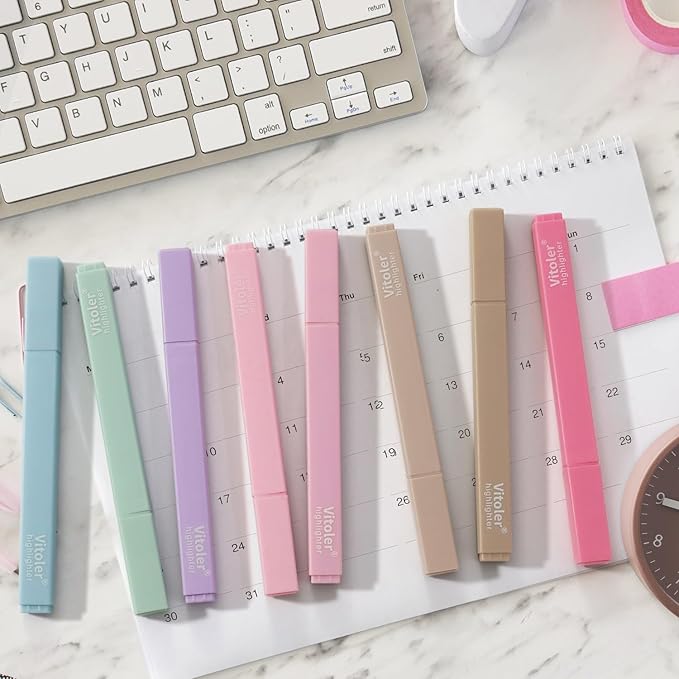 Vitoler Bible Highlighters Assorted Colors,8 Pack,Soft Chisel Tip,Highlighters Set for Aesthetic Office Supplies,Book Markers