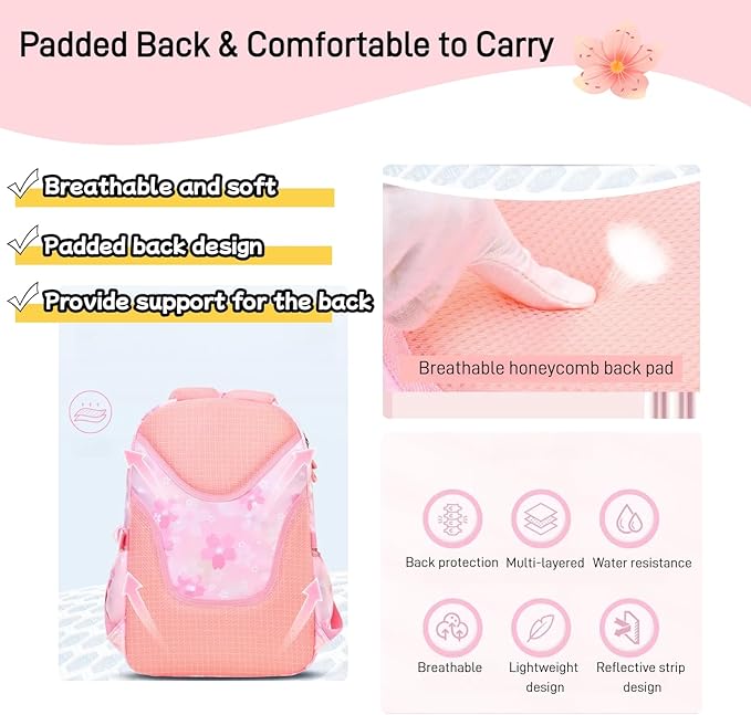 Kids Backpack School Bags for Girls, Cute Princess Backpack Multi-pocket Elementary School Students Bookbag for Girls, Blue