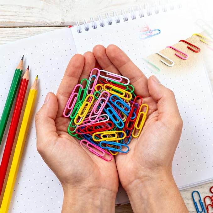 Paper Clips,400 Pack Small Medium and Jumbo Colored Paperclips(1.1 in &1.3 in & 2 in),Assorted Colored Coated Paper Clips, Reusable Paperclips for Paperwork Office School Document Organizing
