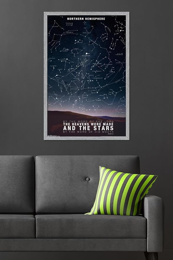 The Stars Wall Poster, 34L" x 22.4W", Gray Framed Version