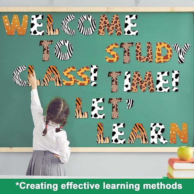 150 PCS Large 6" Bulletin Board Letters Set, Safari Jungle Classroom Alphabet Cutout Letter for Bulletin Board Display Home School, A Great Helper to Inspire Students' Learning Interest