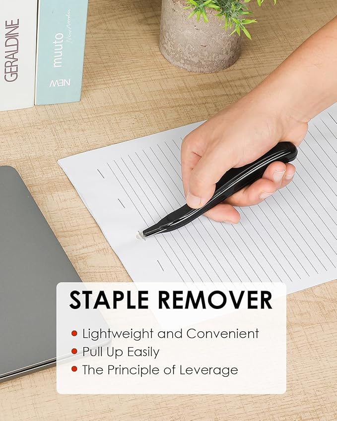 KTRIO Magnetic Staple Remover Tool 6 Pack, Professional Stapler Removers Flat Staple Puller Stick for Classroom, Office, Home, Classic Black