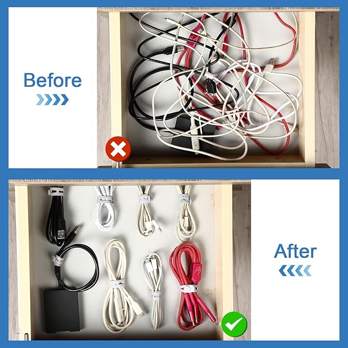 42 Pcs Silicone Cable Ties Reusable Cord Straps Multipurpose Elastic Cable Organizer for Bundling Fastening Earphone Phone Charger Home Office School(Gray,3.15 Inch)