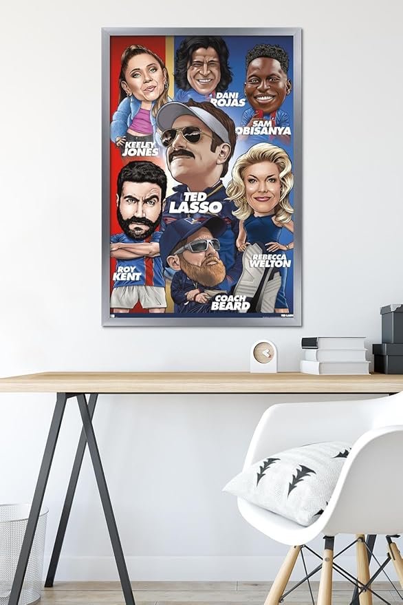 Ted Lasso - Character Grid Wall Poster, 34L" x 22.4W", Silver Framed Version