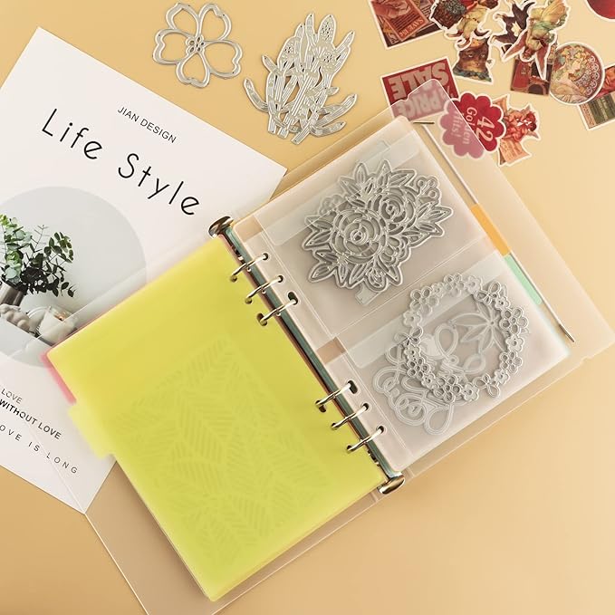 A5 6 Ring Binder Cover Clean Transparent Soft PVC for Refillable Notebook Shell withMatte surfaceforStamp & Die Storage