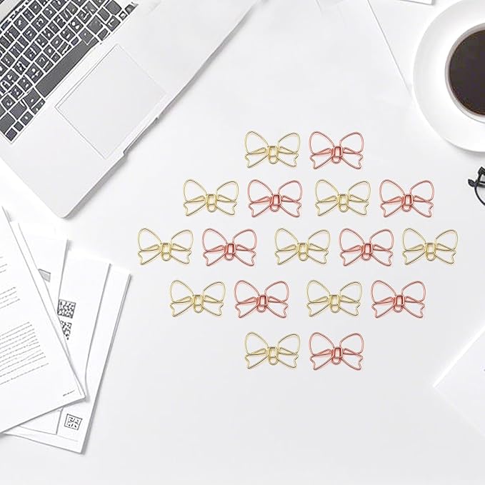 50 Pcs Bow Paper Clips – Bow Planner Clips, Office & School Supplies, Desk Accessories, Gifts for Bow Lovers